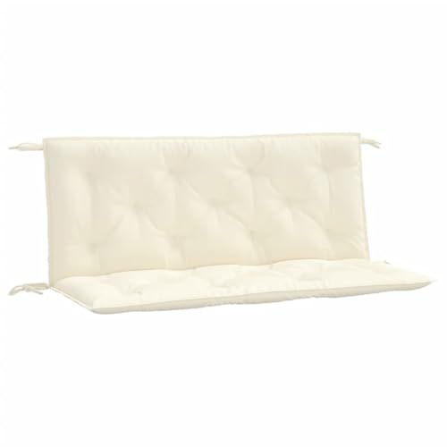 vidaXL Lot de 2 Coussins de Banc de Jardin, Revêtement de Banc avec Jeux de Cordes, Coussin d'Extérieur Imperméable, Blanc Crème Tissu Oxford