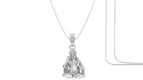 Pendentif Hanuman en argent pur avec chaîne en corde élégante