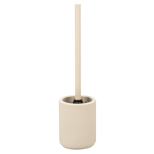eluno WC-Garnitur Cerano mit Soft-Touch Oberfläche, freistehende WC-Bürste inkl. 1x schwarzer Ersatzbürstenkopf, Moderne Toilettenbürste für Badezimmer und Gäste-WC, aus Keramik (Beige)