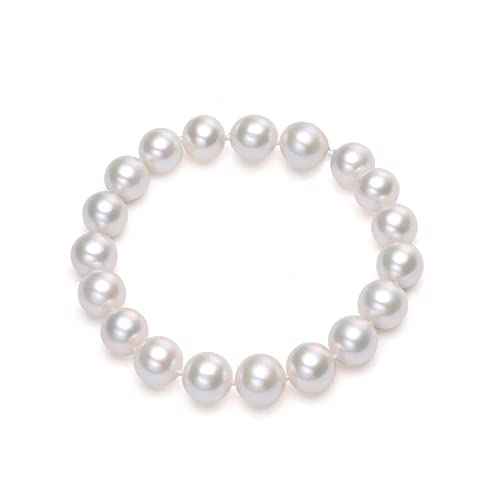 Cute Beaded Freshwater Cultured 10mm Big Shell Pearl Bracelets for Women,Dainty Handmade Bead Ball Pearl Stretch Bracelet Simple Jewelry for Woman