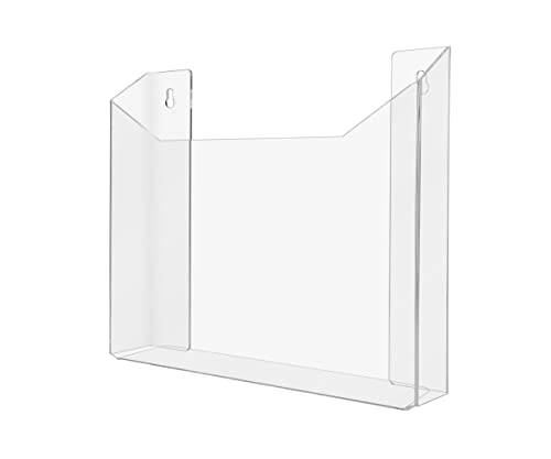 Marketing Holders 2 Pack Extra Large Brochure Holder 13.75” Wide Clear Acrylic Wall Mount Display Rack for Newspapers Patient Charts Catalogs or Large Printed Literature Includes Hanging Hardware