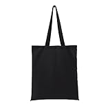 Hooshing Canvas Tote Bag Pure Black 100% Cotton with Zipper and Inside Pocket Reusable Shoulder Bag...