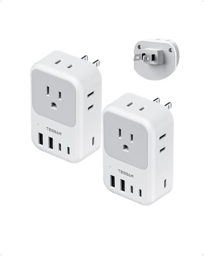 TESSAN US to Japan Plug Adapter, 2 Pack, 2 Prong to 3 Prong Outlet