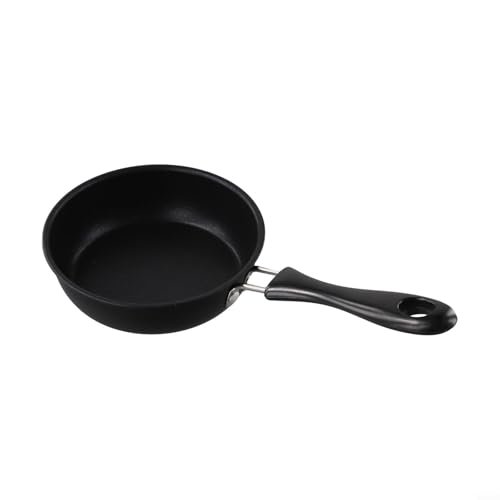 babominimer Mini sartén de hierro fundido de 9.8 x 4.7 pulgadas, sartén pequeña para huevos, panqueques, salteados, olla de cocción negra sin revestimiento, sartén duradera de calentamiento uniforme