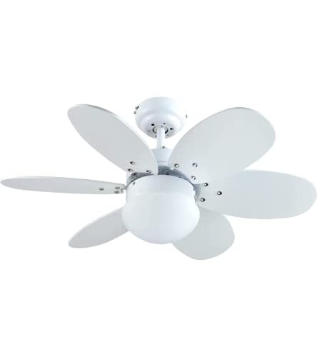 Bastilipo Menorca RC-Ventilador de Techo con Mando a distancia-60w y 75cm de diametro-e27 60w, Blanco/Pino, 75 cm (2857)