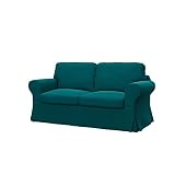 Soferia Funda de Repuesto Compatible para EKTORP sofá Cama de 2 plazas, Tela Elegance Turquoise, Turquesa