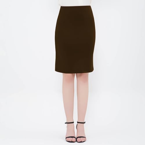 Women's High Waist Bodycon Pencil Skirt Stretchy Busines Casual Knee Length Midi Skirts Summer Fall Clothes Outfits3