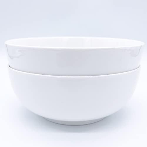 Large Pasta Bowls | Large Serving Bowls | 8" Big Salad Bowls | Serving Plates | Porcelain Pasta Serving Bowl Set of 2, Deep Soup Bowl for Kitchen Family Dinner Microwave & Dishwasher Safe