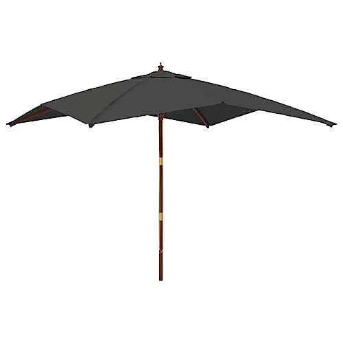 Parasol anthracite de qualité supérieure avec mât en bois solide 3x3m