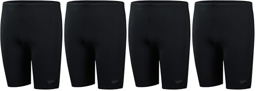 Image of Speedo Boys Endurance+ Jammer Swimming Trunks | Training | Chlorine Resistant | Quick Drying | Stretch Fabric | Comfort Fit, Black, 9-10