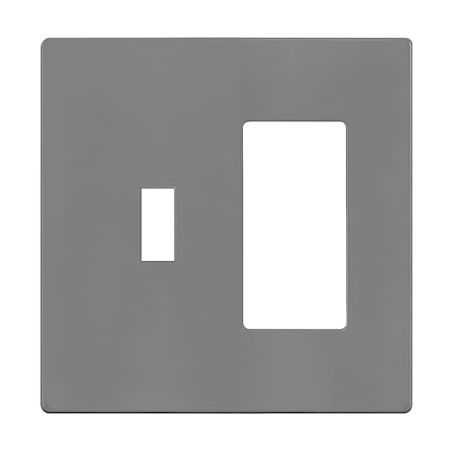 Image of ENERLITES Combination Toggle Light Switch /Decorator Light Switch Plate, Double Switch Wall Plate, Standard Size 2-Gang 4.68 inch x 4.73 inch, Polycarbonate Thermoplastic, Gloss Finish, SI881131-GY, Gray