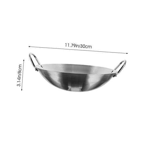 Wok de acero inoxidable con doble asa y fondo redondo miniatura 2