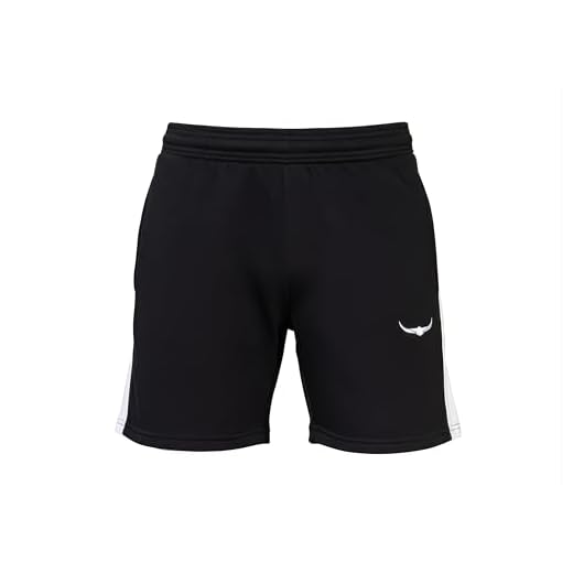 ROCK-IT Apparel® Herr korta byxor med ränder – herrshorts – för sommar sport fritid – mjuk bomull med dragkedjefickor – storlek S–5XL – färg svart och grå, Svart/vit, L