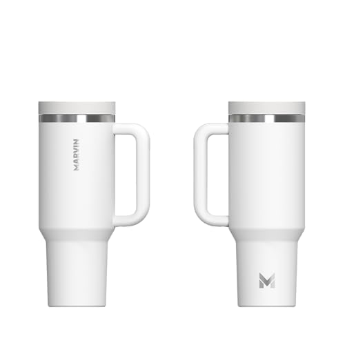 MARVIN TERMO THE HOLDER 1200 ML | Termo de acero inoxidable | Conserva frío 12 horas | Conserva calor 8 horas | Botella de Agua de Acero Inoxidable | Sin BPA | Tapa antifugas | Good White