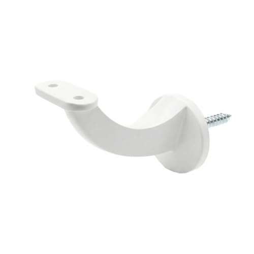 Soporte para Barandilla de Escalera Blanco | Soporte de Pasamanos de Aluminio | Fijación Resistente para Baranda | Incluye Tornillo y Taco | Soporte Curvo para Pasamanos | Blanco