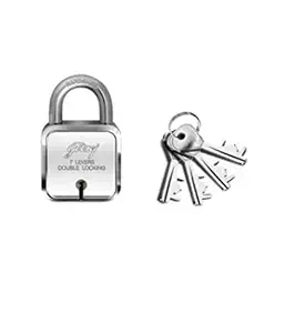 Godrej 7 Levers Square Padlock for Door with 4 Keys, Steel Finish Lock for Main Door (60mm, Silver, Pack of 1)