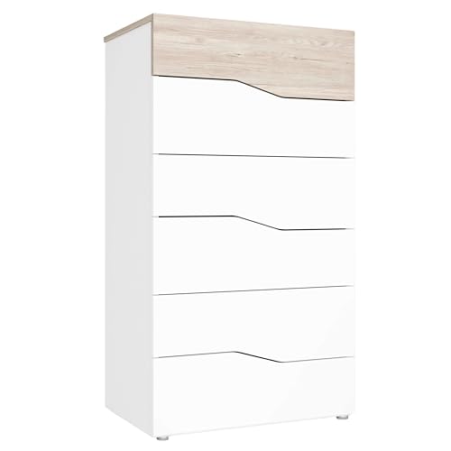 FABRIKIT Sinfonier Cannes 6 Cajones en Color Blanco Mate y Sahara Dormitorio habitación 62x111x41 cm