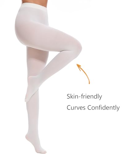 Image of DUCMODA Womens 80 Denier Opaque Tights, Women's Soft Solid Color Footed Pantyhose, High Waist Stocking with 30+ Colors