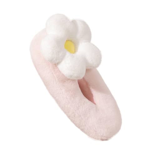 Creative 19.6 inch Faux Rabbit Plush Hair Pin Pillow with Star/Flower/Heart,Hair Clip Shaped Decoration Throw Pillow for Home Sofa Bedroom Décor (Flower)