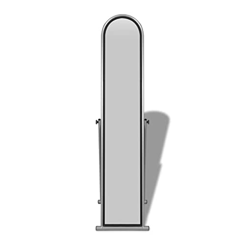 HGBNMER Miroir sur pied gris, miroir sur pied avec design intégral, cadre inclinable en acier laqué, résistant aux rayures et à la corrosion, montage facile