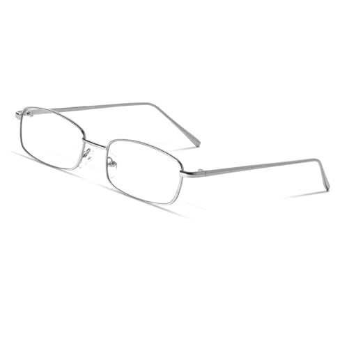 Mriendao Fashion Glasses for Women Y2k Rectangle Non Prescription Clear Lens Metal Gold Silver Black Fake Glasses (Silver FrameClear Lens)