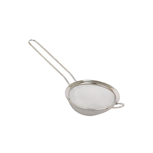 Argon Tableware Stainless Steel Sieve 10cm - Fine Mesh Strainer for Baking, Flour, Pasta, Rice, Vegetables & Grains - Durable Kitchen Colander with Handle - Dishwasher Safe Cooking Utensil