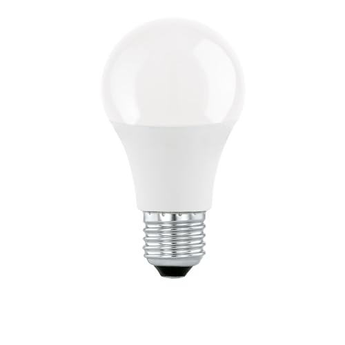 Eglo LED E27 regulable por niveles, bombilla de 8,5 vatios (equivalente a 60 vatios), 806 lúmenes, 3000k, iluminante blanco cálido, luminaria blanca opalina, A60, Ø 6 cm