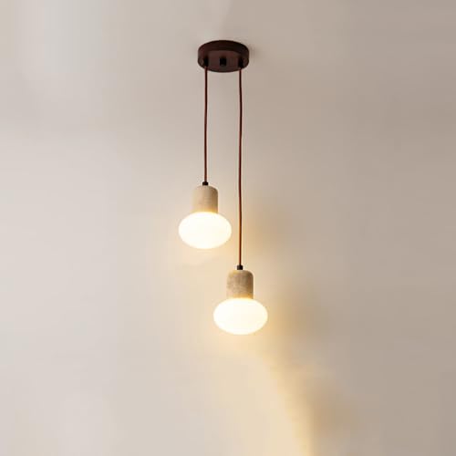 Lámpara de techo de madera rústica y vidrio soplado esmerilado para ambientes selectos 2