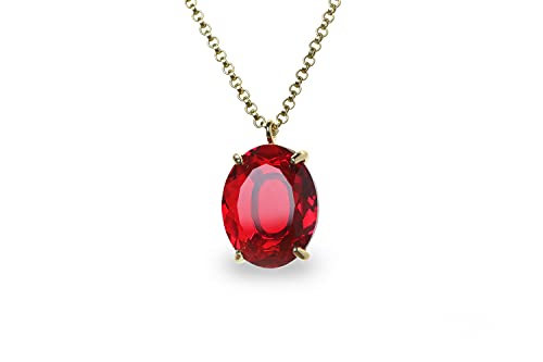 Collier de rubis véritable avec pendentif ovale éclatant en pierre précieuse