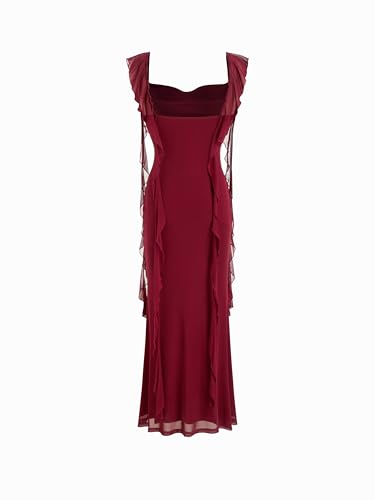 Image of CIDER Formal Dresses for Women Wedding Guest Dresses Summer Maxi Dress Sleeveless Mesh Ruffle Cocktail Dress Elegant Outfits