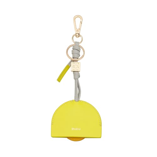 Porte-clés pour AirTag en cuir premium jaune avec mousqueton solide