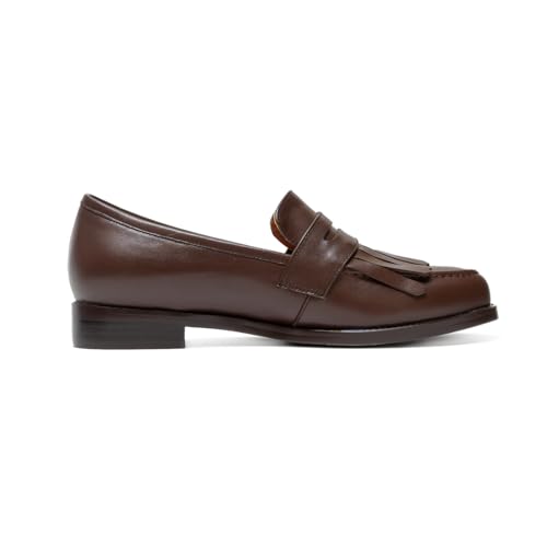 Image of ONEENO Women's Flat Leather Fringe Loafer