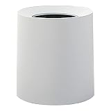 Modern Round Waste Basket - 3.2Gal/12L 12.5 Quarts Open Top Trash Bin - White Garbage Can with Removable Plastic Bin - Keeps Liner Bag Hidden - Bathroom Trash Can for Kitchen - Minimalist Office