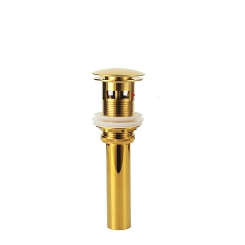 Desagüe Emergente para Lavabo Válvula de Drenaje emergente for Fregadero Lavabo, Nuevo tapón, Accesorio baño, Juego latón, Filtro Rebote Cromado Negro(Golden Overflow)