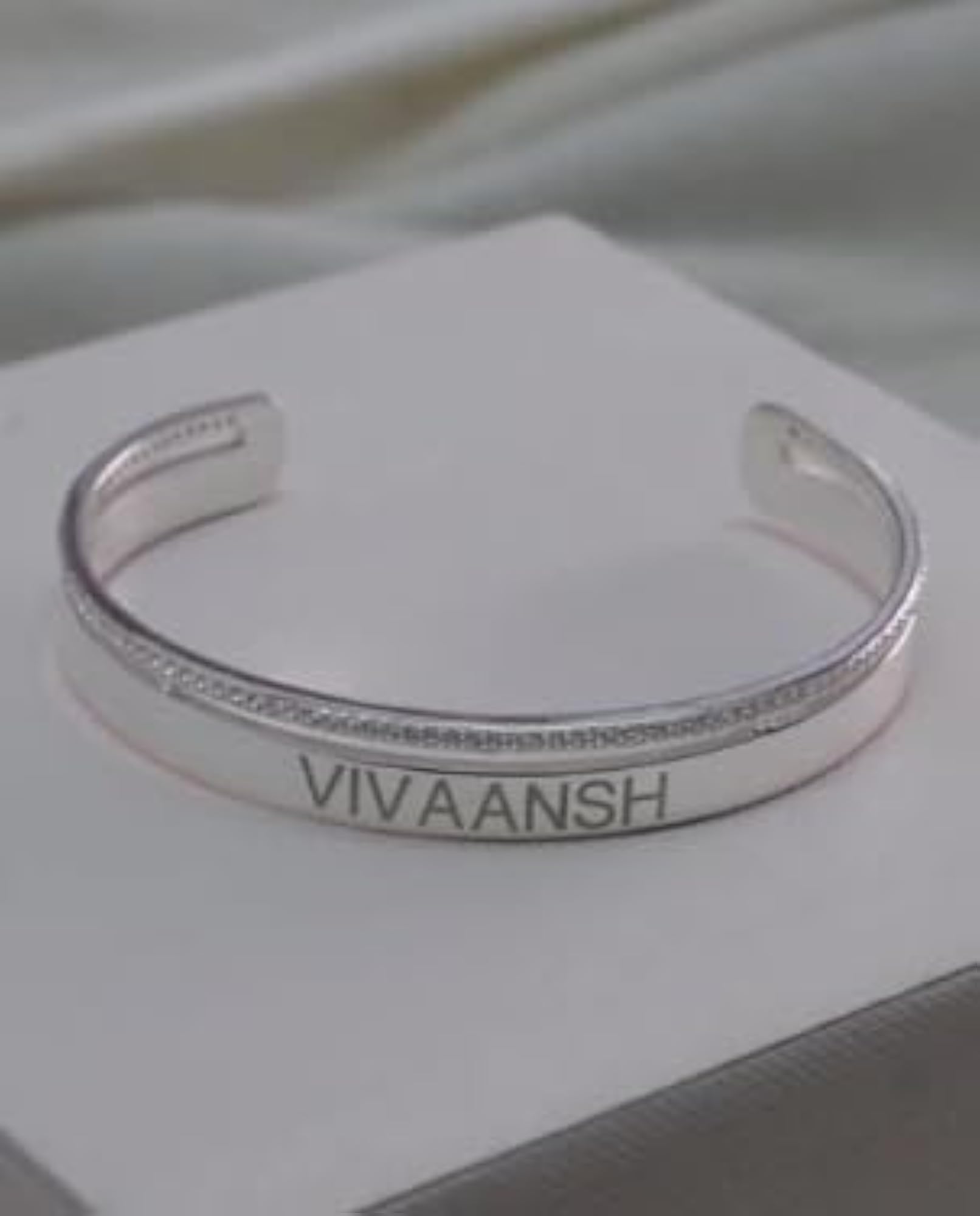 Personalized Simulated Diamond Cuff Bracelet in 925 Sterling Silver