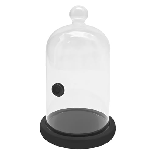 MDEOOSKY Smoking Cloche with Wood Base Cocktails Smoke Infuser Accessory for Dessert Food and Drinks Classic Glass Smoke Cloche Glass Dome for Smoker Gun Cocktails