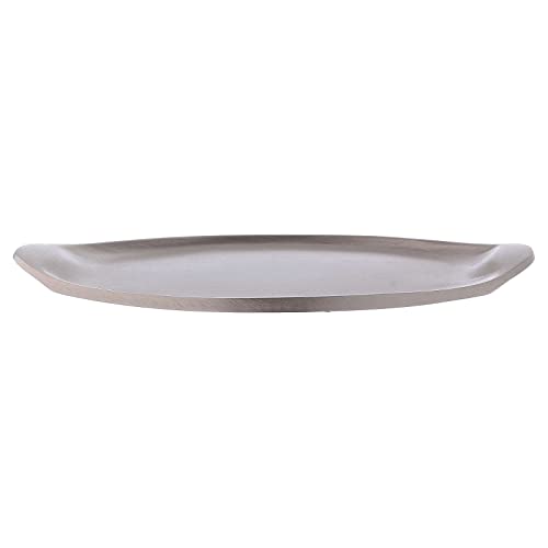 Oval Candle Holder Plate with Raised Edges in matt Silver-Plated Brass