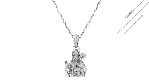 Pendentif Hanuman argent pur chaîne 55.9 cm collier Bajrang Bali homme
