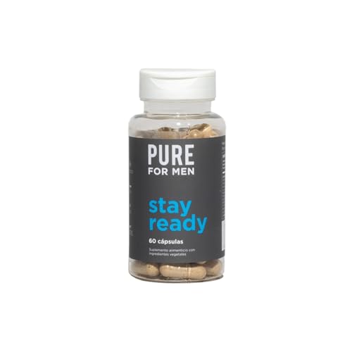 Pure for Men Stay Ready Suplemento de Fibra, 60 Cápsulas Veganas, Ayuda a la Regularidad Digestiva   Cáscara de Psyllium Fibra en Polvo, Semillas de Chía, Fibra de Avena   Fórmula Patentada
