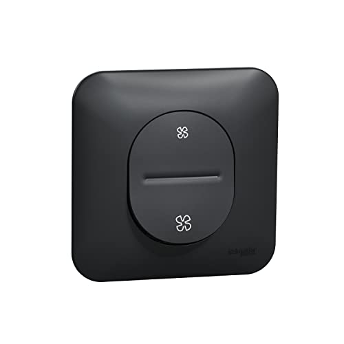 Schneider Electric - Ovalis - Bouton poussoir VMC - 2 vitesses Avec plaque de finition -Anthracite - S460236