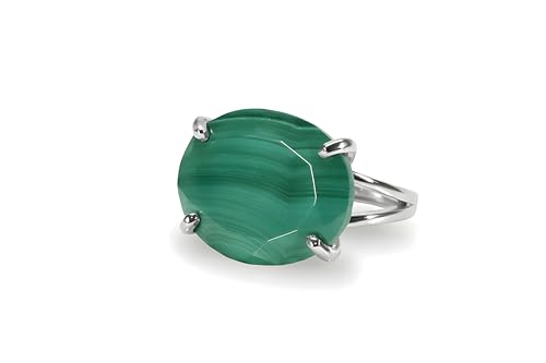 Bague malachite véritable en argent 925, le cadeau de mariage et fiançailles idéal
