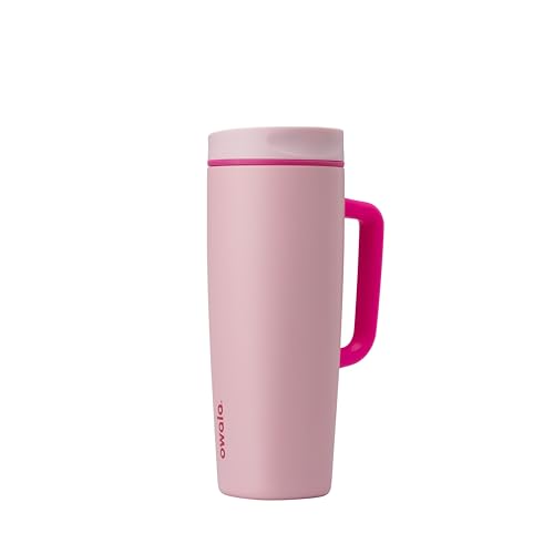 Image of Owala SmoothSip Slider Stainless Steel Insulated Travel Mug with handle, 100% Leak Proof, For Hot and Cold Drinks, Travel Friendly with Sliding Lock Lid, 24 oz, BPA Free, Leak Proof, Pucker Up