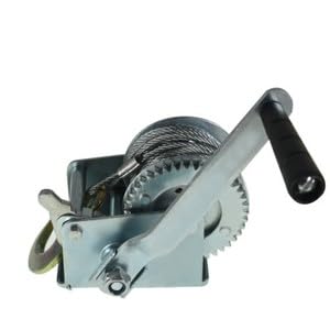 #US 800lbs Hand Winch Hand Crank Strap Gear Winch ATV Boat Trailer with 26ft Cable