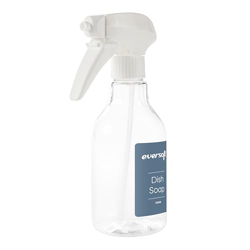 Image of Eversoft Foaming Jet Dish Soap Spray Trigger Bottle for kitchen /bathroom /office /RV /Airbnb, 350 ml (12.0 oz), Sealed Refill Cartridges Sold Separately, Clear