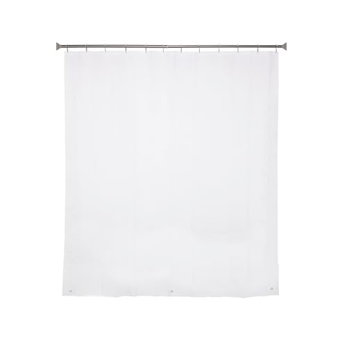 Kenney KN61709 Medium Weight 5 Gauge Waterproof PEVA Shower Curtain Liner with Durable Eyelet Hang Holes, Weighted Magnetic Hem, and 12 Piece Beaded Roller Ring Set for Bathroom, 70