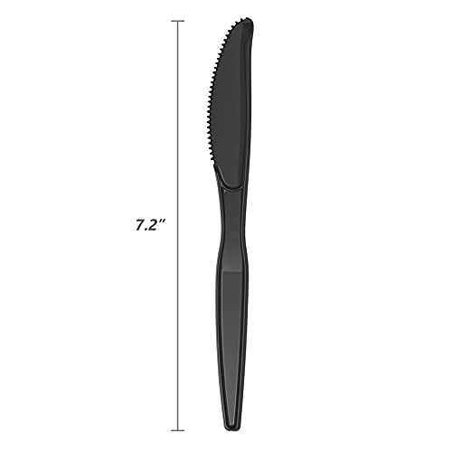 Black Plastic Knives, Heavy Duty Disposable Plastic Knives, Pack Of 100, Party Supply #TOP1