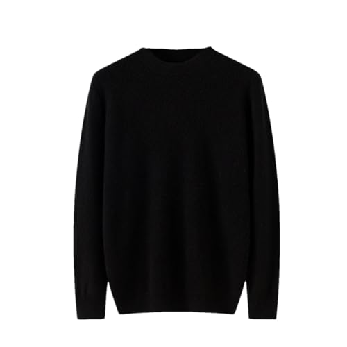 Men Cashmere Sweater for Autumn and Winter Round Neck Loose Oversized Sweater Long Sleeved Pullover Sweater, Top Black XXL