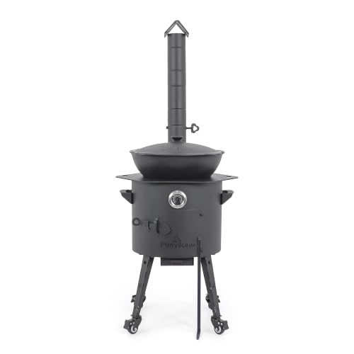 Kazan de 12L con horno de fuego de 40 cm de hierro fundido y wok para cocina de jardin 2