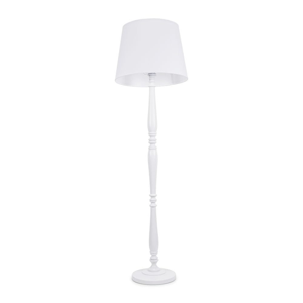 Valuelights White | Traditional Wood Candlestick Floor Lamp With Tapered Shade For Living Room | Floor Lamps, Home Décor & Improvement Essential 180Cm