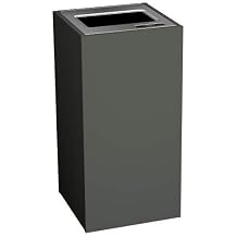 Stratus Series Commercial Trash Recycling and Waste Receptacle Bin Modern Style with Slate Gray Finish, Single Bin with Full Opening for Waste Trash or Recycling